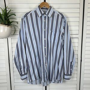 Dolce‎ & Gabbana Italy Blue Striped Button Front Casual Dress Shirt Size 16 / 41